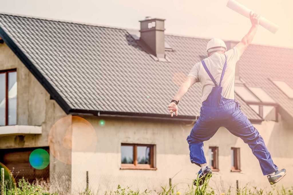 engineer jumping in success. Image of an engineer jumping in success.